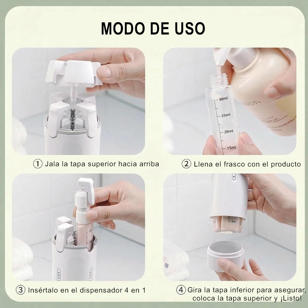 Dispensador 4 en 1 para Cuidado Personal