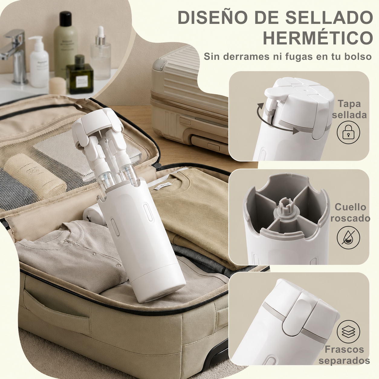Dispensador 4 en 1 para Cuidado Personal